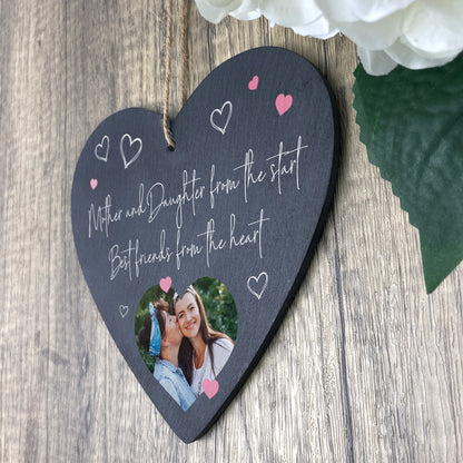 Personalised Mother & Daughter/Son Best Friends Photo Slate Hanging Heart