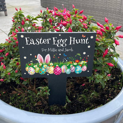 Personalised Colourful Easter Slate Garden Marker