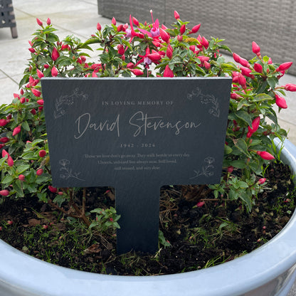 Personalised engraved Large Wreath Memorial Slate Plant Marker