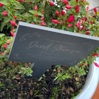 Personalised engraved Large Wreath Memorial Slate Plant Marker