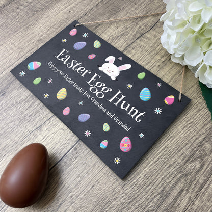 Personalised Pastel Easter Eggs Slate Hanging Sign 25 x 15cm
