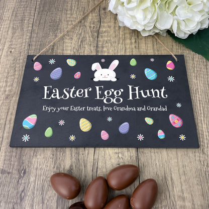 Personalised Pastel Easter Eggs Slate Hanging Sign 25 x 15cm
