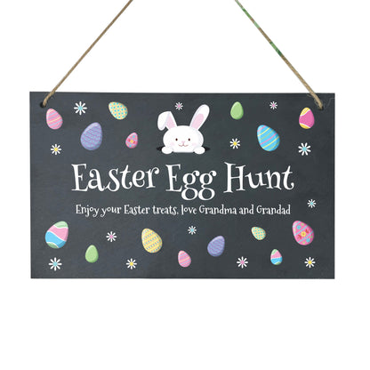 Personalised Pastel Easter Eggs Slate Hanging Sign 25 x 15cm