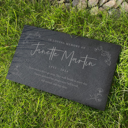 Personalised Wreath Memorial Slate Grave Marker 25 x 15cm