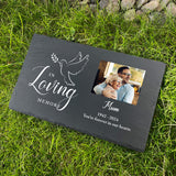 Personalised In Loving Memory Dove Photo Slate Grave Marker 30 x 20cm