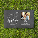 Personalised In Loving Memory Dove Photo Slate Grave Marker 30 x 20cm