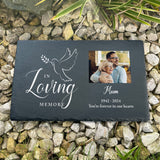 Personalised In Loving Memory Dove Photo Slate Grave Marker 30 x 20cm