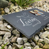 Personalised In Loving Memory Dove Photo Slate Grave Marker 30 x 20cm