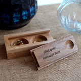 Personalised Double Ring Box Engraved Message Solid Wood