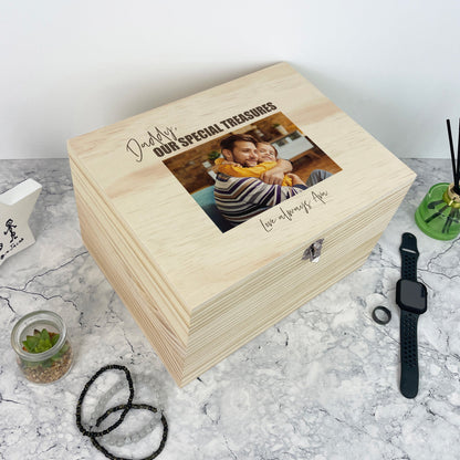 Personalised Our Special Treasures Pine Photo Memory Box - 5 Sizes