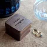 Personalised Dark Wood Ring Box Any Message Engraved