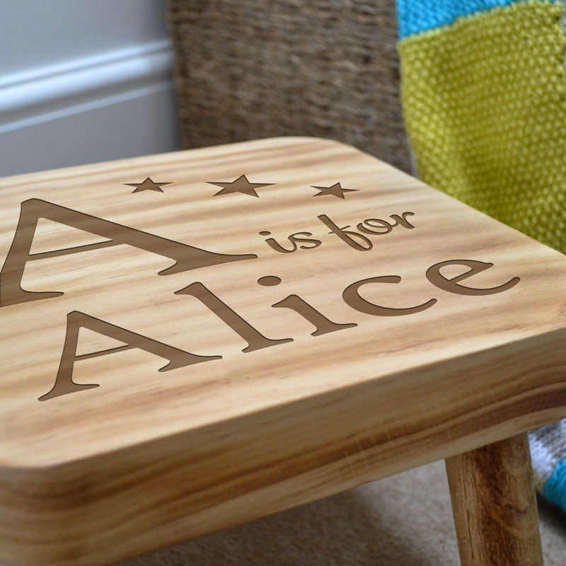 Personalised Child's Step Stool Square Alphabet Engraving
