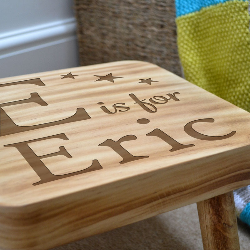 Personalised Child's Step Stool Square Alphabet Engraving
