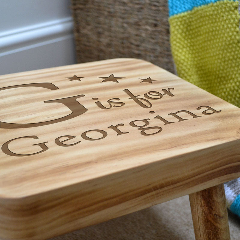 Personalised Child's Step Stool Square Alphabet Engraving