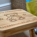 Personalised Children's Christening Stool Solid Wood