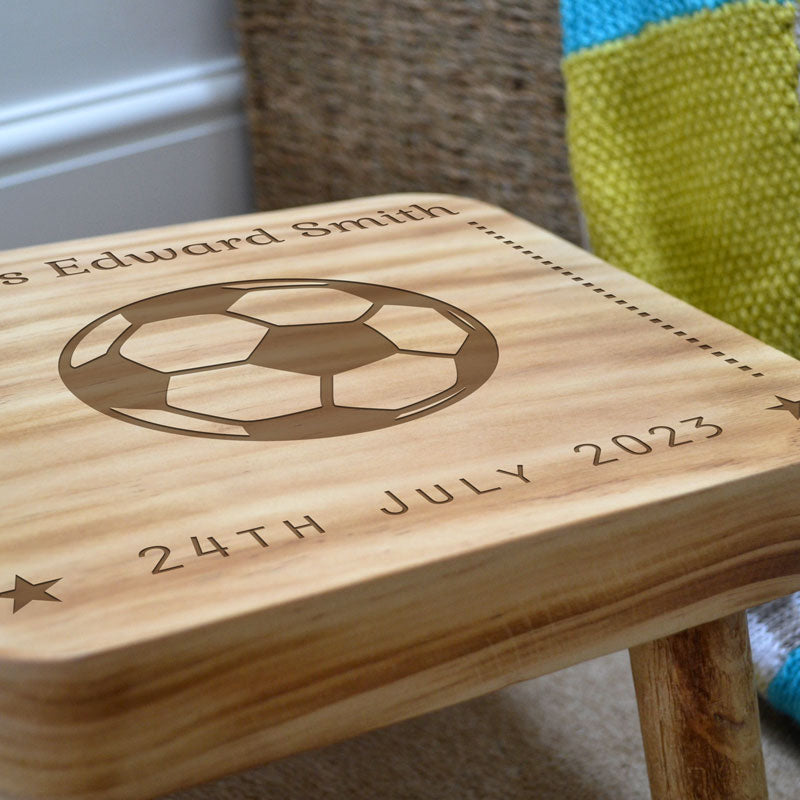 Personalised Step Stool for Toddlers Engraved Football or Butterfly