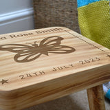 Personalised Step Stool for Toddlers Engraved Football or Butterfly