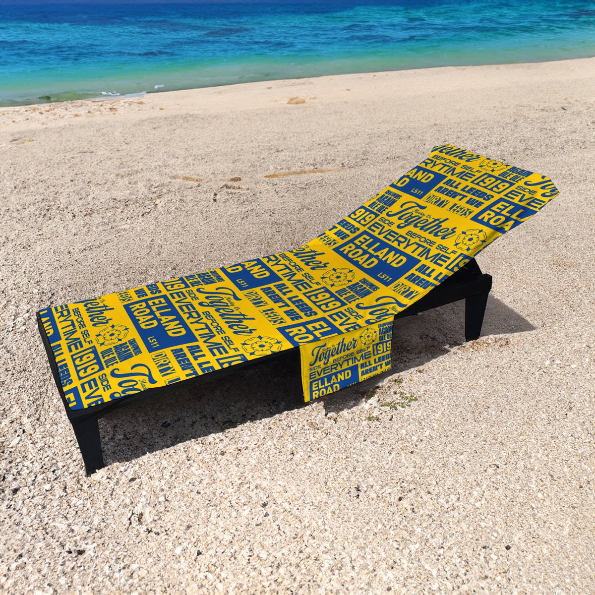 Leeds - Word Montage - Yellow & Blue - Sunbed Towel
