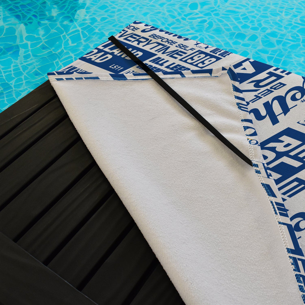 Leeds - Word Montage - White & Blue - Sunbed Towel