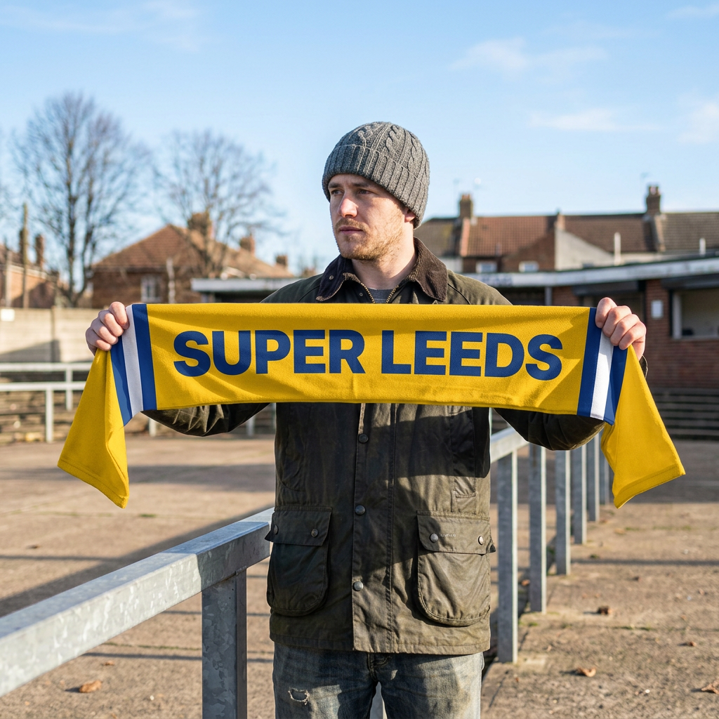 Super Leeds - Knitted Eyelet Football Scarf