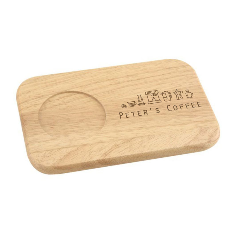 Personalised Coffee and Biscuits Tray with Coffee Illustrations for Coffee Enthusiast