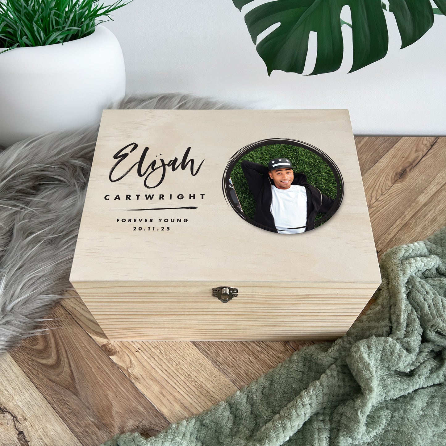 Personalised Modern Any Occasion Circle Photo Memory Box - 5 Sizes