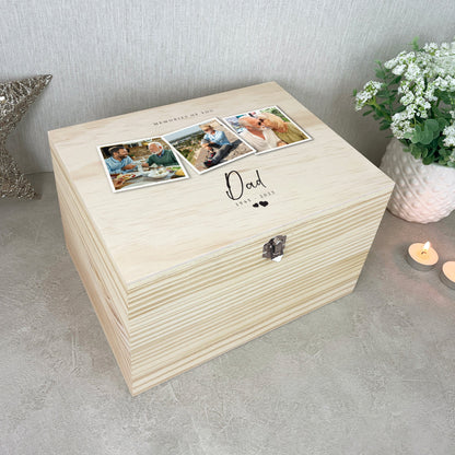 Personalised Pine Wooden Memorial Photo Keepsake Memory Box - 5 Sizes
