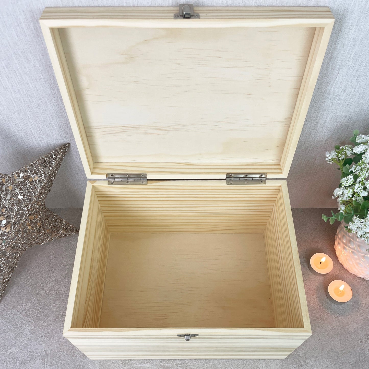 Personalised Wooden Botanical Wedding Keepsake Memory Box - 5 Sizes (16cm | 20cm | 26cm | 30cm | 36cm)