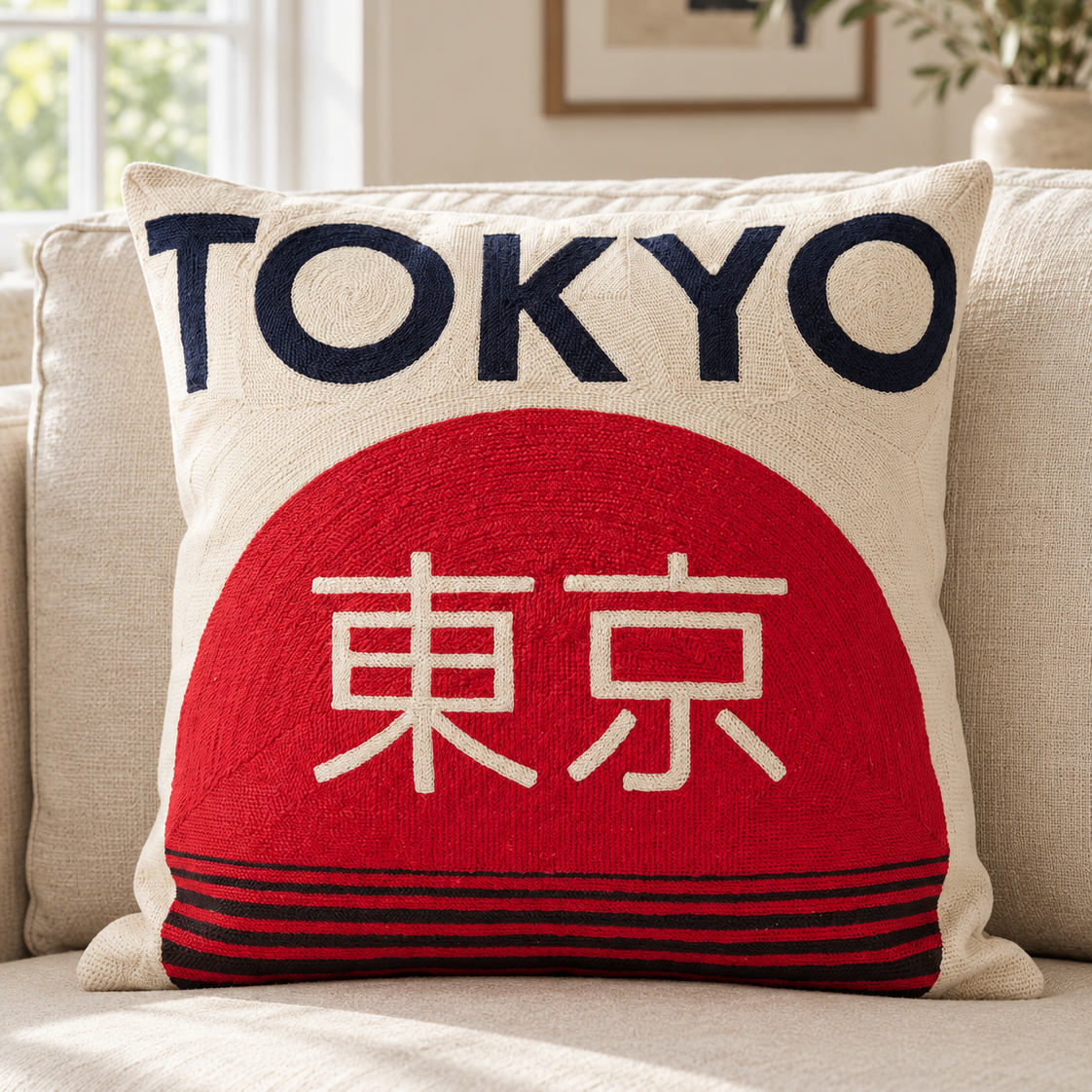 Tokyo Japanese Needlepoint Pillow