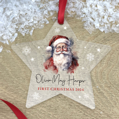 Personalised Any Message Traditional Santa Acrylic Hanging Decoration - Various Shapes