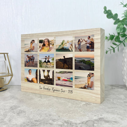 Personalised Freestanding Twelve Photo Giant Wooden Block (15cm x 21cm) - Landscape