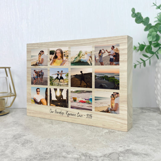 Personalised Freestanding Twelve Photo Giant Wooden Block (15cm x 21cm) - Landscape