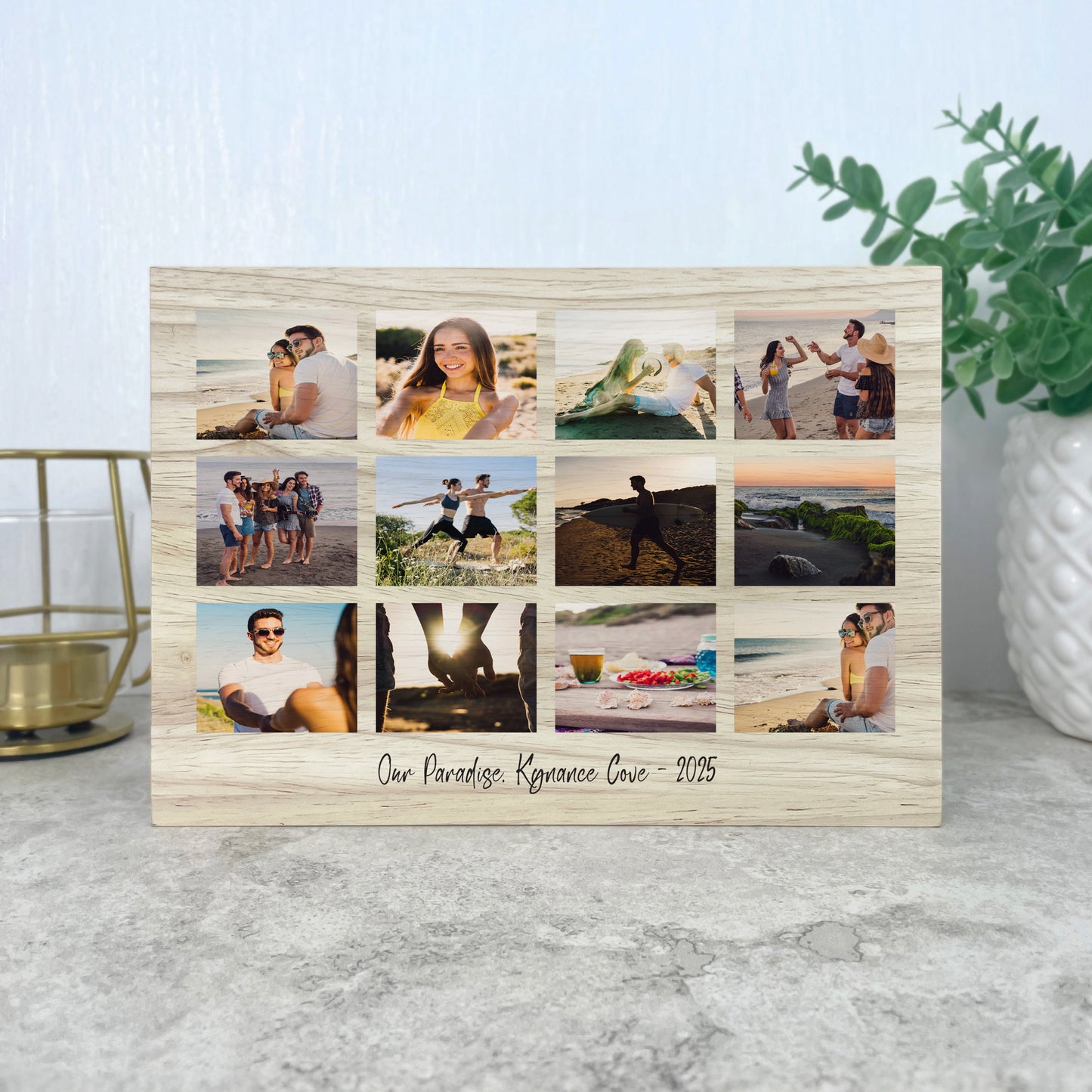 Personalised Freestanding Twelve Photo Giant Wooden Block (15cm x 21cm) - Landscape