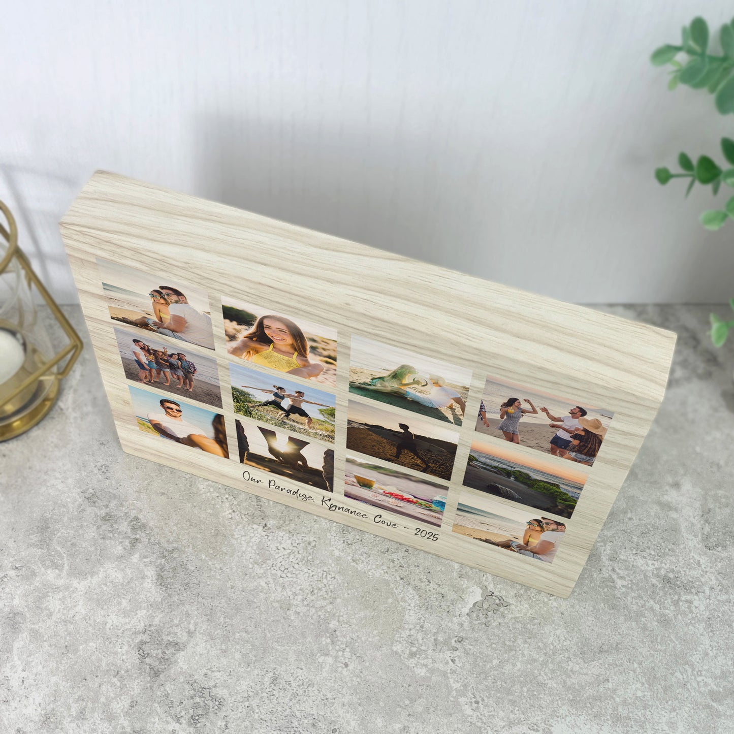 Personalised Freestanding Twelve Photo Giant Wooden Block (15cm x 21cm) - Landscape