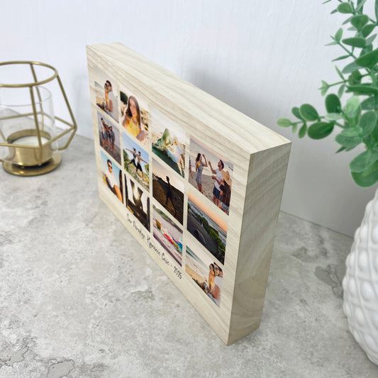 Personalised Freestanding Twelve Photo Giant Wooden Block (15cm x 21cm) - Landscape