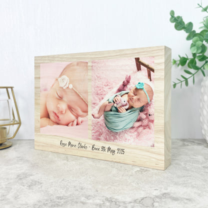 Personalised Freestanding Two Photo Giant Wooden Block (15cm x 21cm) - Landscape