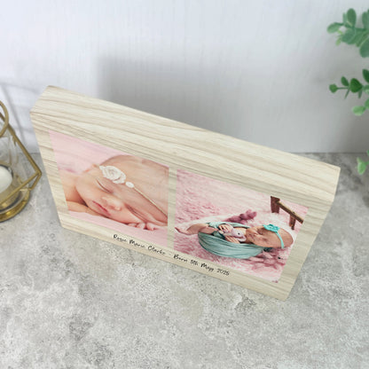 Personalised Freestanding Two Photo Giant Wooden Block (15cm x 21cm) - Landscape