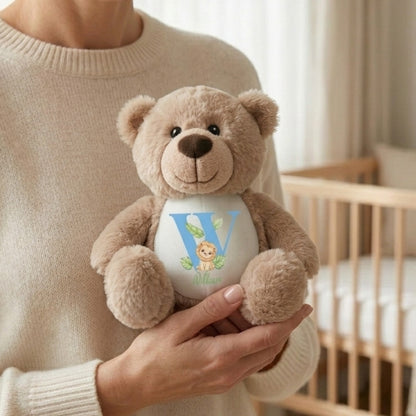 Personalised Animal Alphabet Plush Teddy Bear 25cm | New Baby, Christening & 1st Birthday Gift