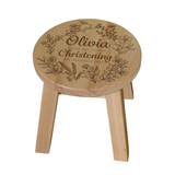 Personalised Toddler Stool Christening Gift Flower Pattern