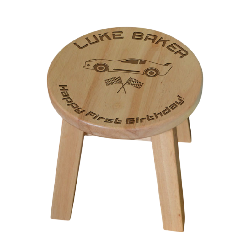 Personalised Sports Car Wooden Stool for Toddlers and Children