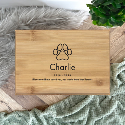 Personalised Bamboo Urn For Pet Cremation Ashes - Dog/Cat Design