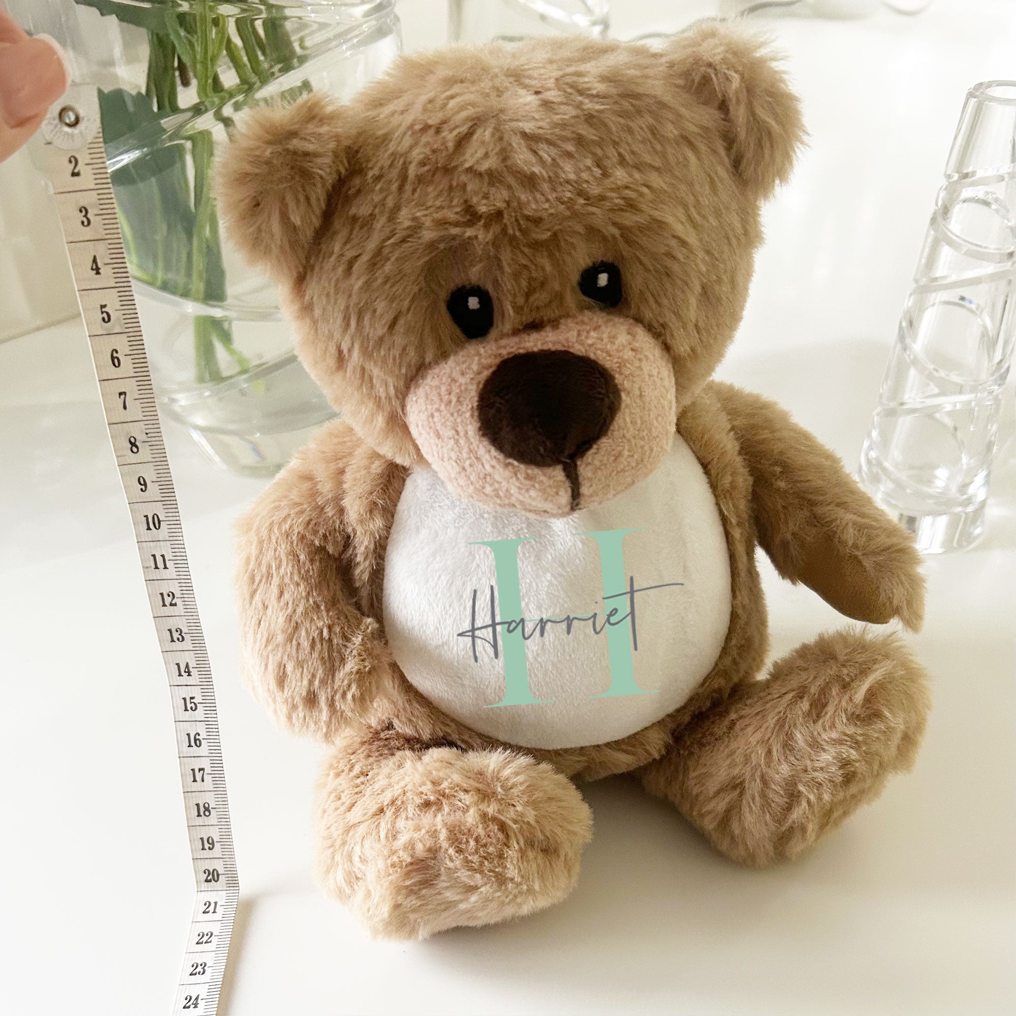 Name & Initial Brown Bear - Green, Pink, Blue, Neutral