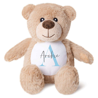 Name & Initial Brown Bear - Green, Pink, Blue, Neutral