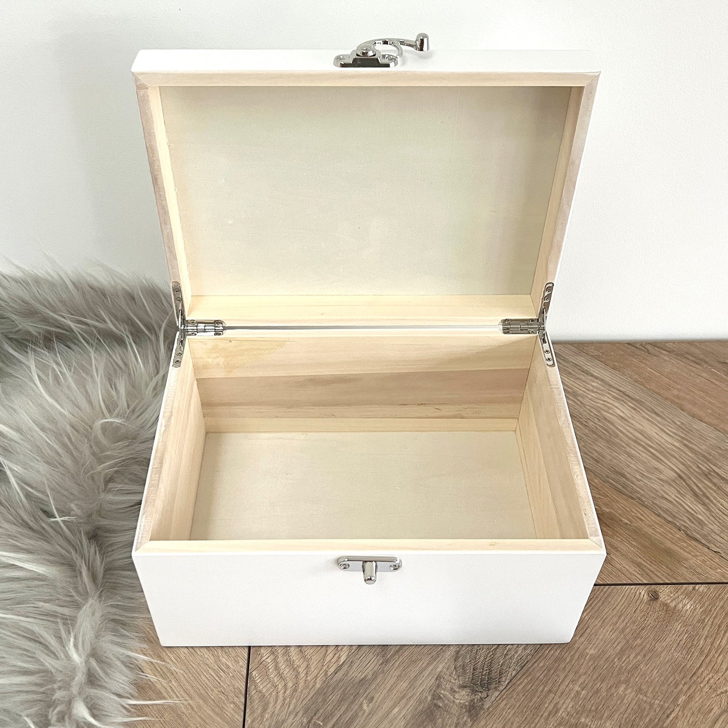 Personalised Leopard Print White Wooden Memory Box - Moments & Memories | Birthday Gift for Friends