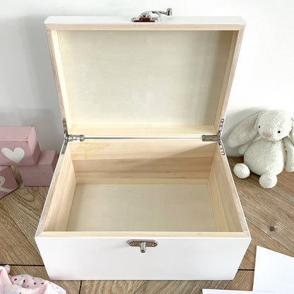 Personalised Born In 2026 Garland Engraved White New Baby Keepsake Box - 3 Sizes