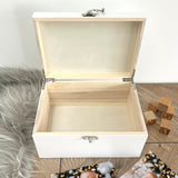 Personalised Name & Initial New Baby White Wooden Keepsake Memory Box - 3 Sizes (22cm | 27cm | 30cm)