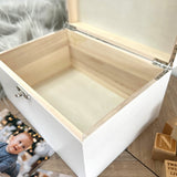 Personalised Name & Initial New Baby White Wooden Keepsake Memory Box - 3 Sizes (22cm | 27cm | 30cm)