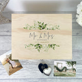 Personalised Wooden Botanical Wedding Keepsake Memory Box - 5 Sizes (16cm | 20cm | 26cm | 30cm | 36cm)