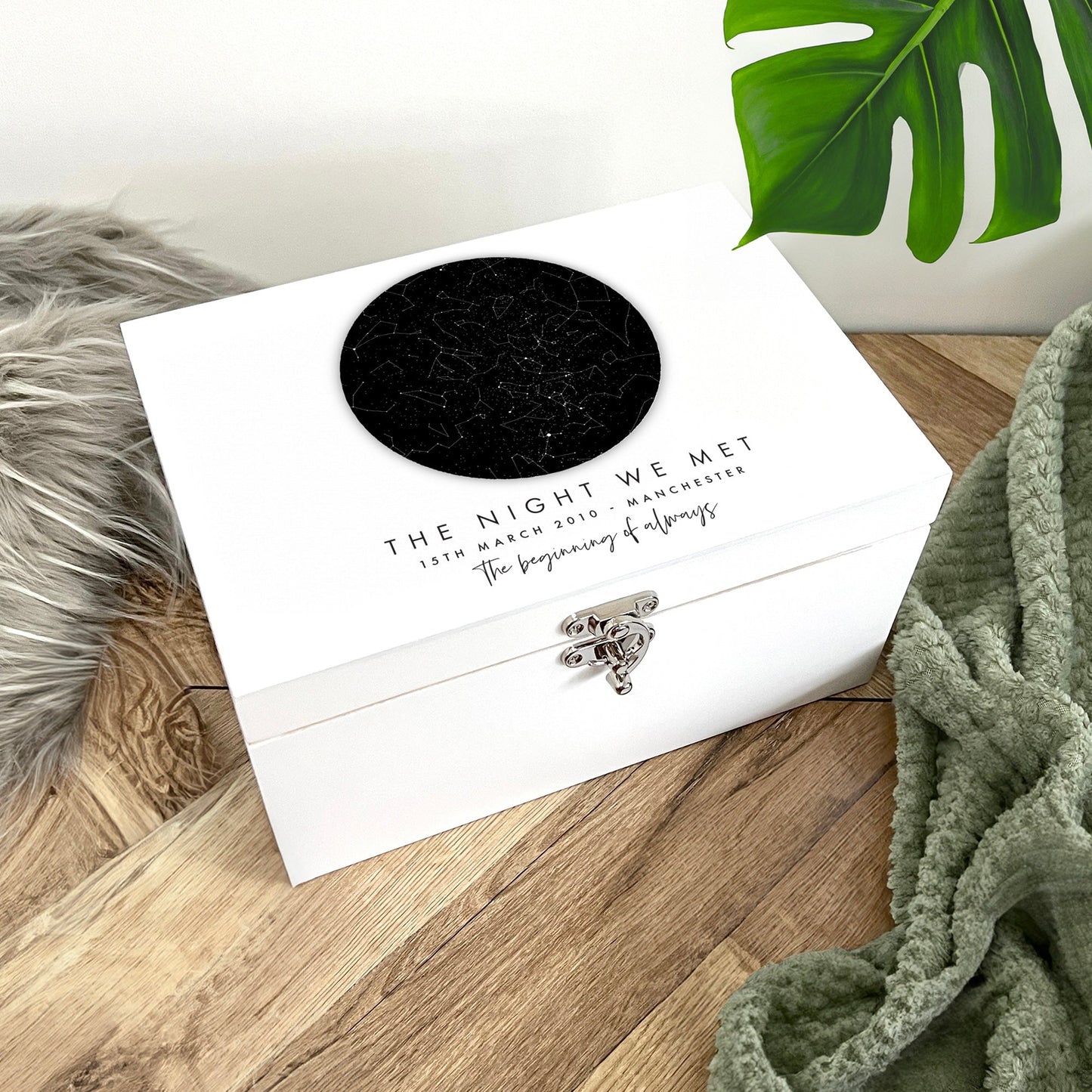 Personalised Star Constellation White Memory Box - 3 Sizes (22cm | 27cm | 30cm)