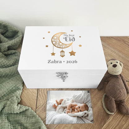 Personalised My First Eid White Memory Box - 3 Sizes (22cm | 27cm | 30cm)